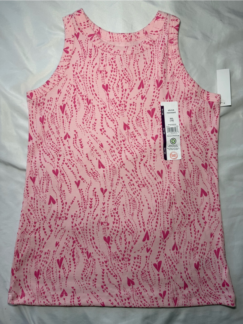💚Wonder Nation Pink Heart Print Sleeveless Bodysuit